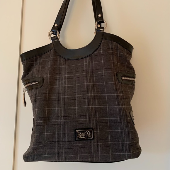 BEIJO PLAID WITH BLACK PATENT LEATHER TRIM PURSE - Picture 1 of 6